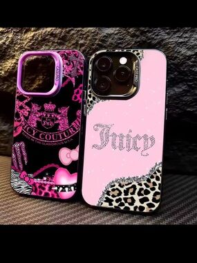 Juicy Couture Pink Leopard Glitter Logo Phone Case